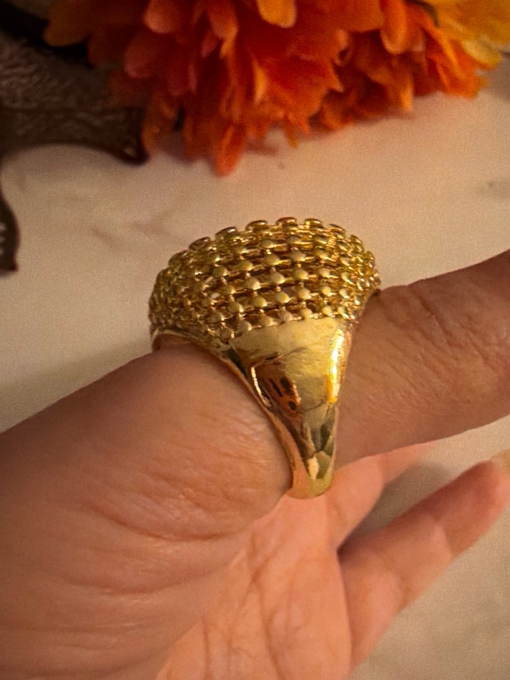 Zara Gold Honeycomb Dome Statement Ring - Picture 4 of 4